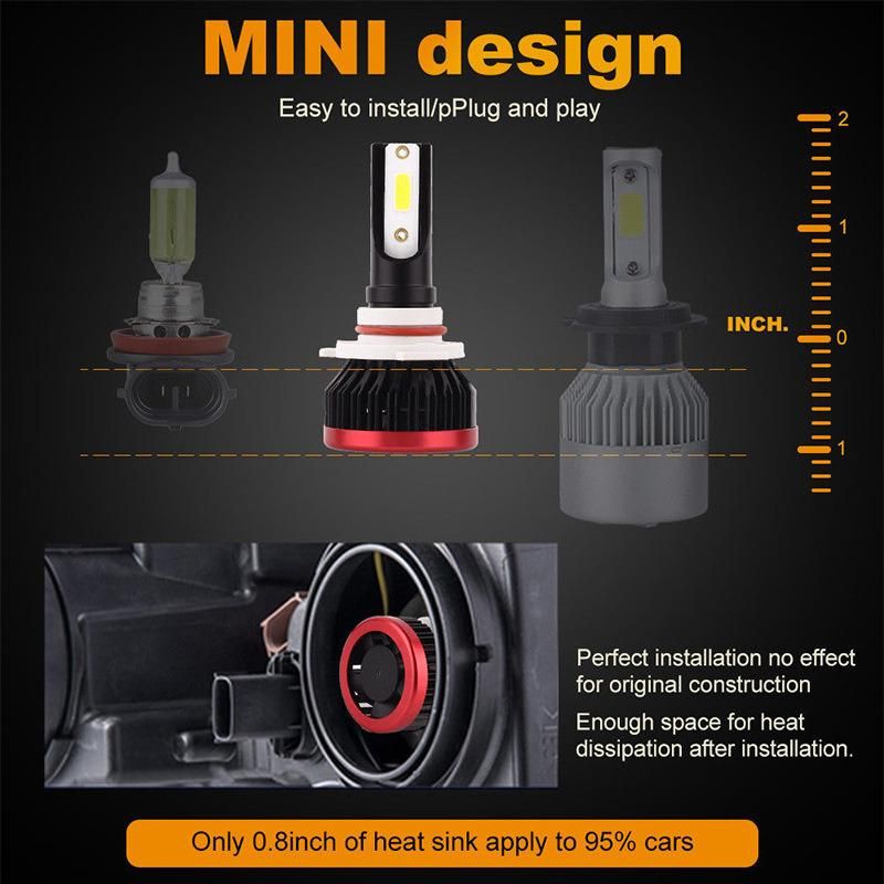 Car Styling Car LED Headlight 80W 8000lm H1 H4 H7 COB LED Headlamp Kit Hi/Lo Beam Bulb Kit 6000K 12V Auto for Auto K1