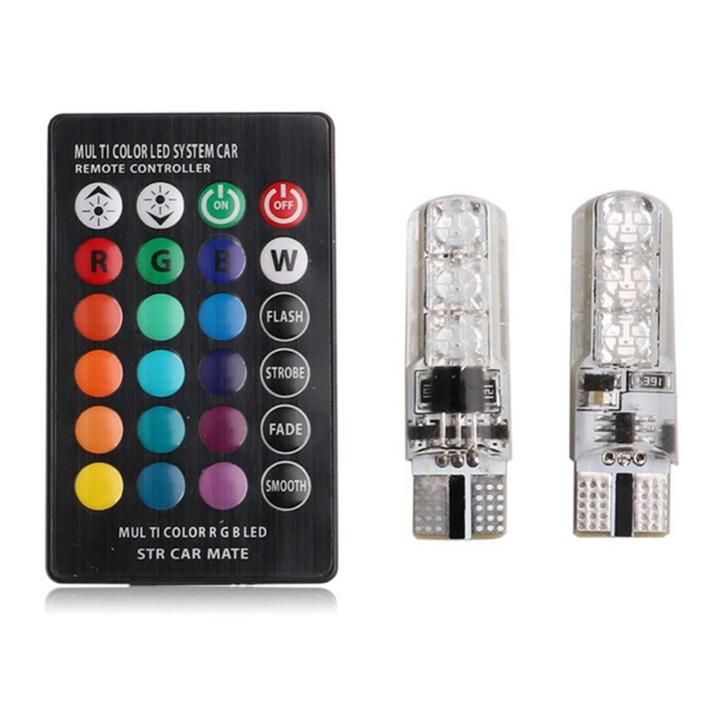 RGB T10 W5w LED Car Clearance Lights SMD RGB T10 LED 194 168 Bulb Remote Width Interior Lighting Source T10 Car Styling