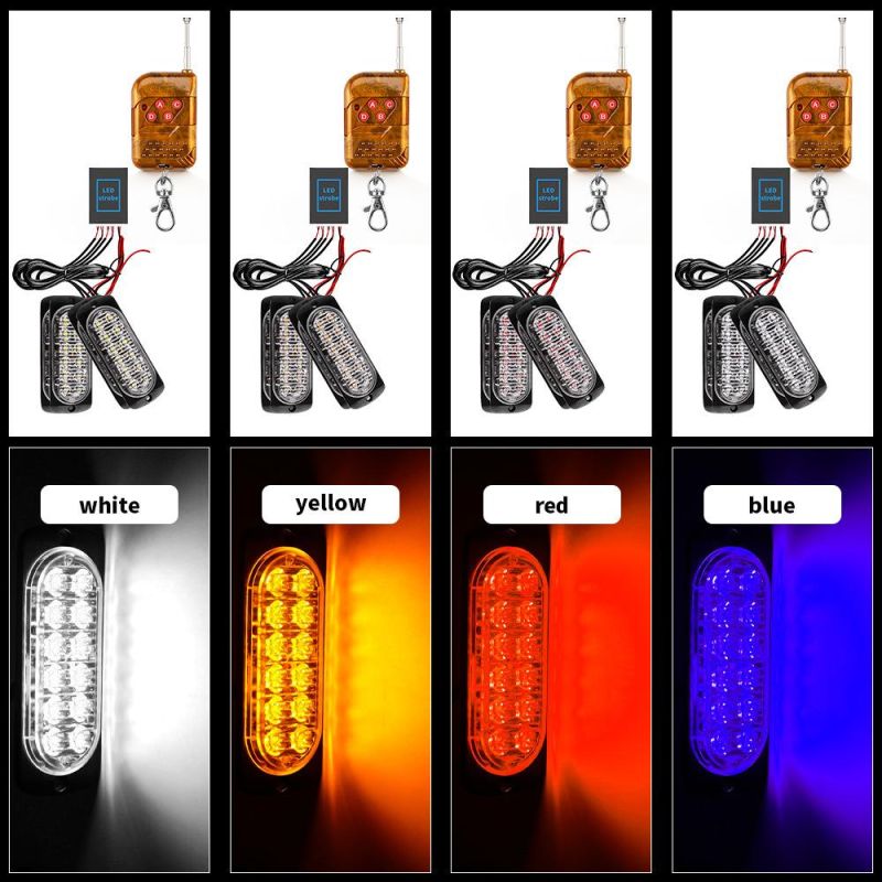 Dxz 4PCS Car Grille Lights Ultra Slim Sync Feature 12LED Car Truck Surface Mount Warning Light