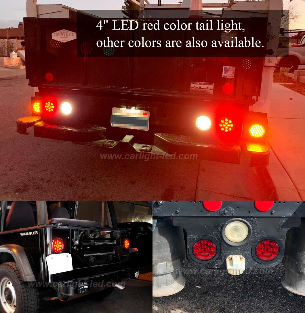 4" Round Red LED Turn Stop Brake Trailer Tail Lights