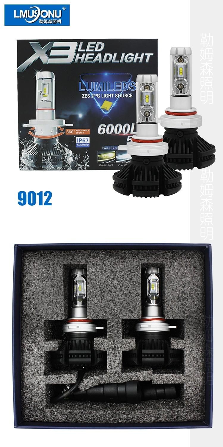 Lmusonu X3 9012 LED Headlight 12V 25W 6000lm Automotive LED Lights