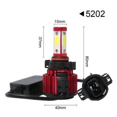 X6 2PCS 4 Sides H4 LED H7 Car Headlight Bulb Hb3 Hb4 5202 H13 9004 H11 LED Headlight 6500K 8000lm 360 Degree Autolamp Bulb