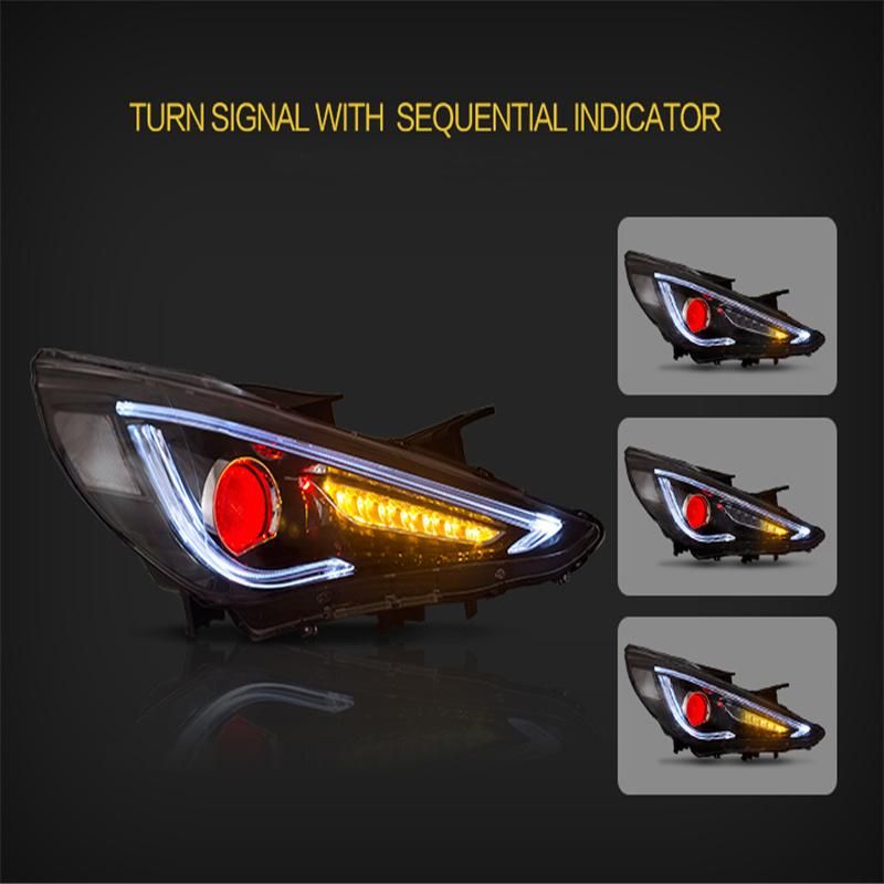 for Hyundai Sonata 2011/2012/2013/2014 Car Headlights Assembly W/ LED Demon Eyes DRL Turn Signal Lights Plug & Play