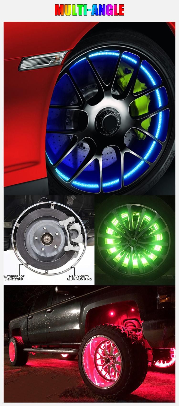 Waterproof Multi-Color Chasing RGB 12V Wheel Rings 14" 15" 17" Inch Car LED Wheel Lights for Jeep Truck Motorcycle