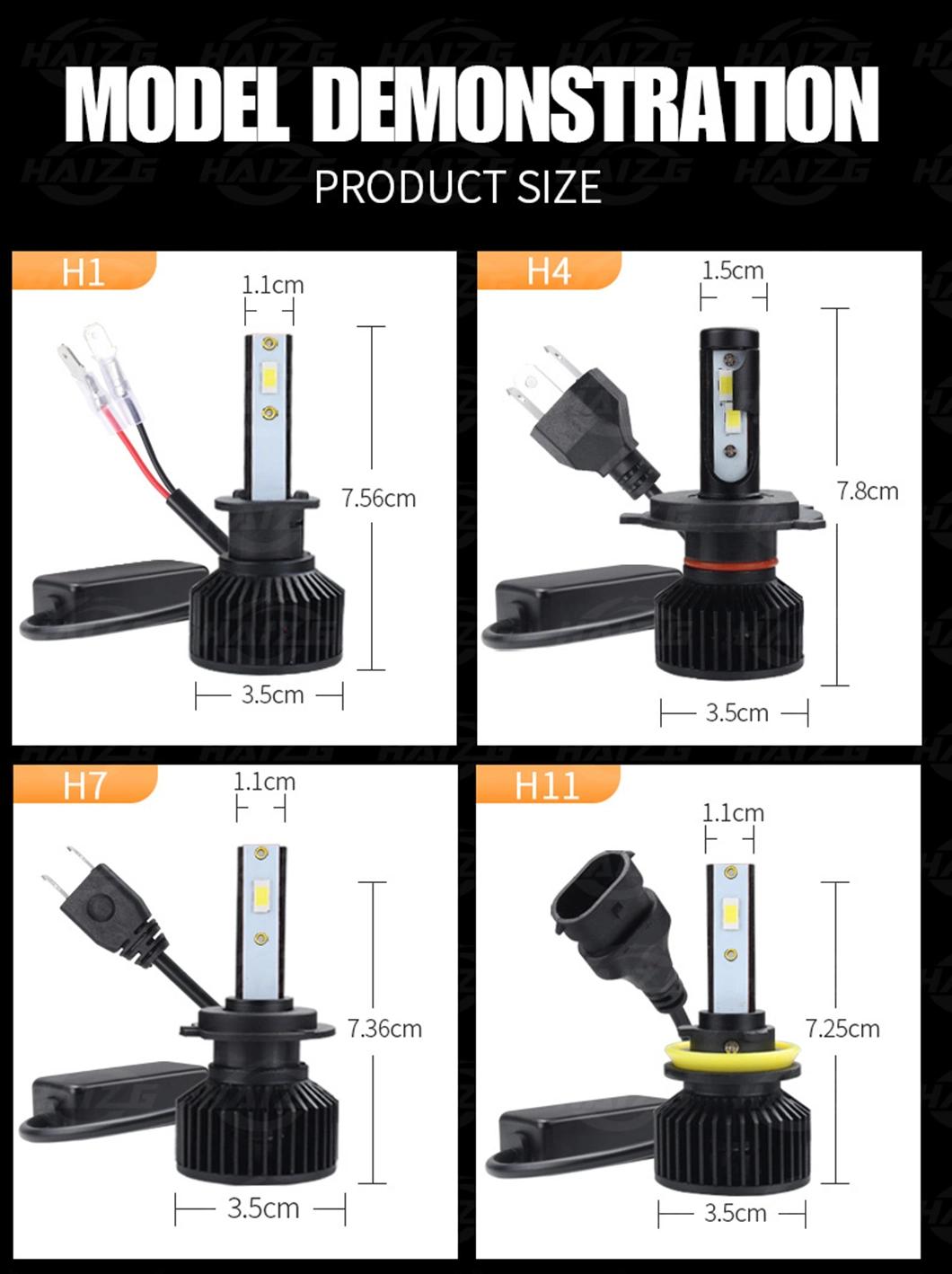 Haizg Auto LED Headlight Canbus H1 H4 H7 H11 9005 9006 LED H4 Headlight 50W 10000lm 6500K Others Car Light Accessories