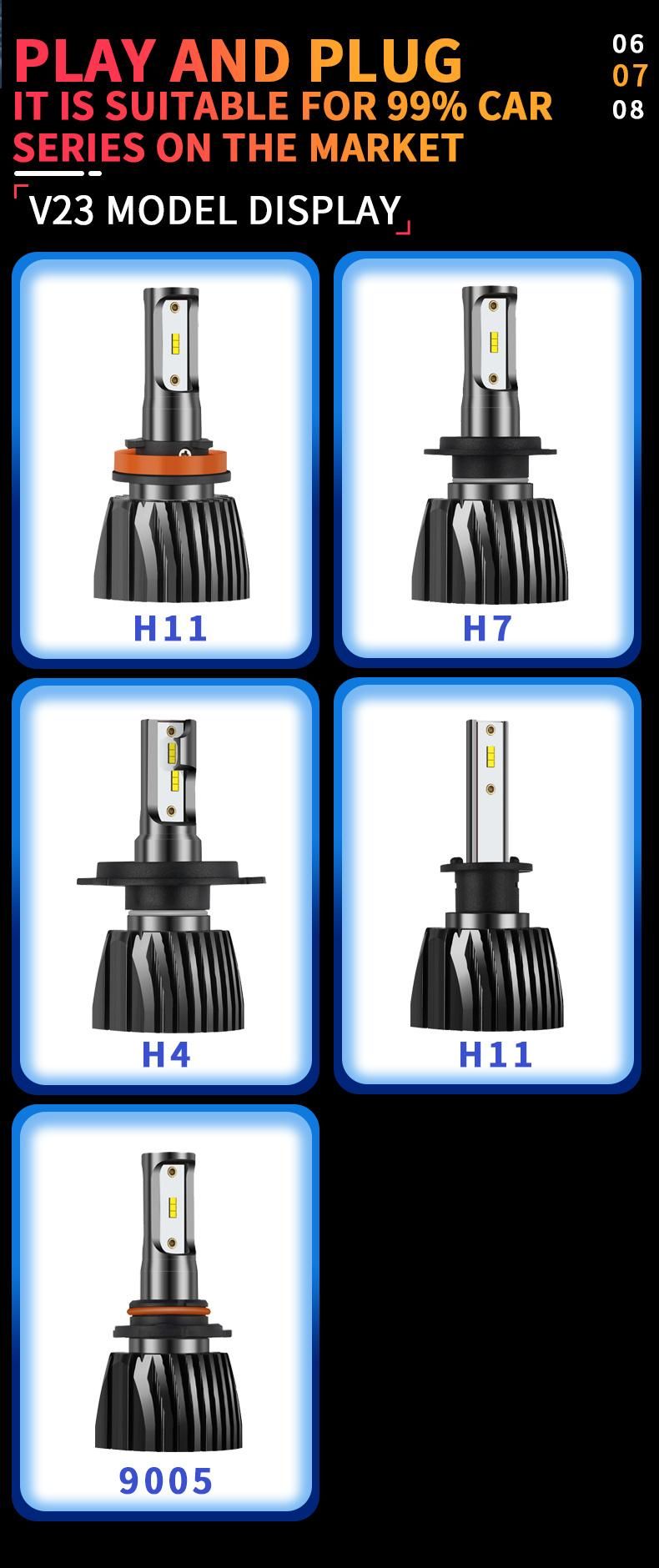 V23 Brightest 5500lumen 9005 Hb3 9003 Hb4 H7 H8 H9 H11 LED Motorcycle Headlights Bulbs LED Car Headlight H4