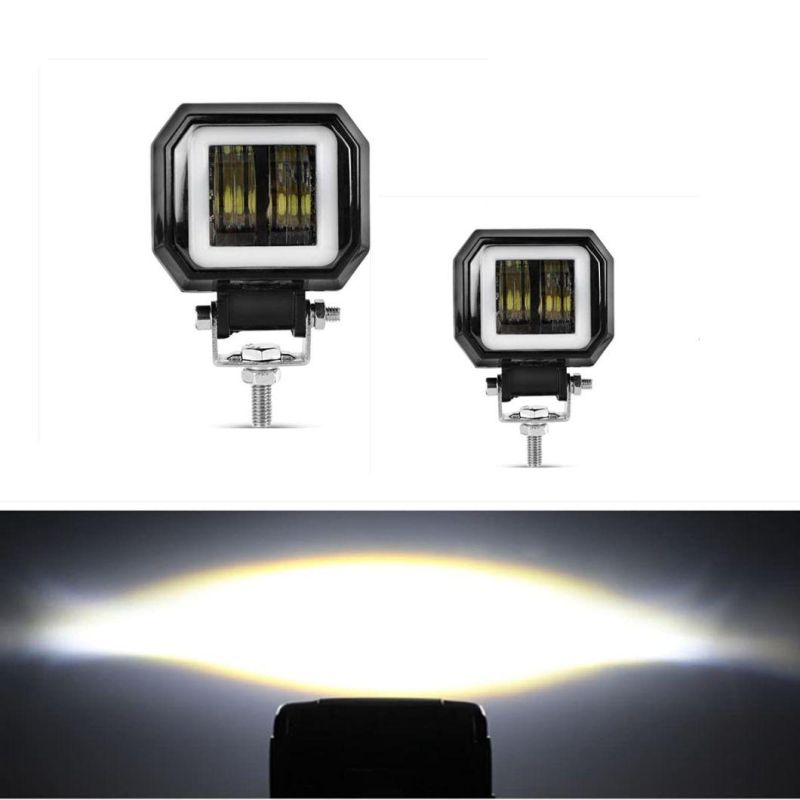 Jeep ATV UTV SUV Boat Marine 3 Inch 6500K 40W White Fog Light 10-80V DC Waterproof Square LED White Angel Eye Light Strip off-Road Vehicle Boat LED Work Light