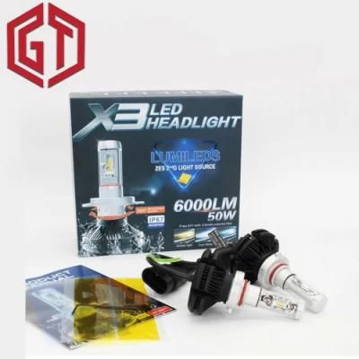 Hb3 Hb4 H11 9005 50W Auto LED Headlights with 16000lm H7 H11 9006 H13 LED Work Light and 9007 9004 Auto Lamp X3 S1 S2