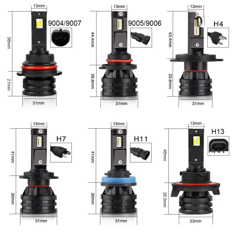 M9 LED Headlight IP68 Small Mini LED H4 Car Light, Automotive Lamp 16000lm H7 H4 Auto M9 Car H4 12000lm LED 9006 LED Headlight