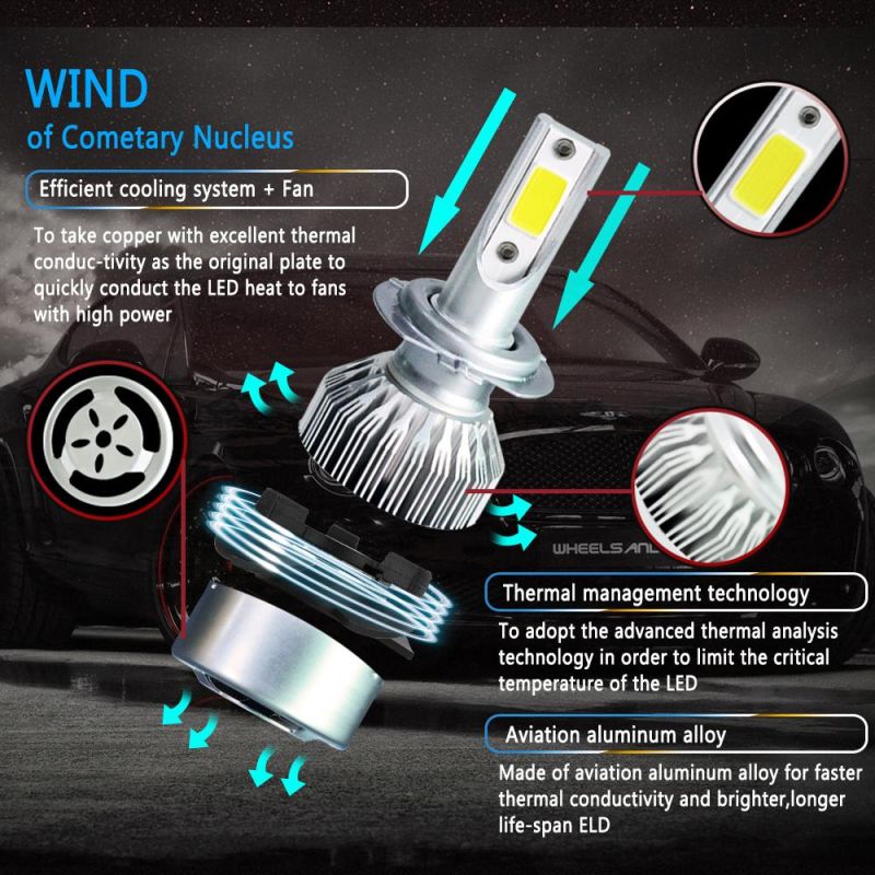 Wholesale Cheap C6 Auto H1 H3 H11 H13 9007 9005 9006 Hb3 Hb4 5202 H4 H7 LED Headlight LED Car Light Lamp 72W 8000lm