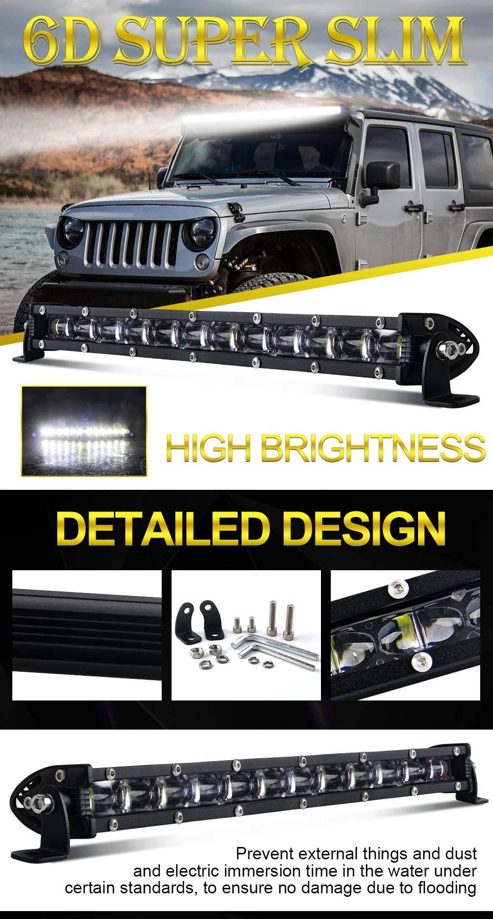 Offroad 120W ATV UTV Truck 4X4 Wholesale 6D Single Row Super Slim LED Light Bar