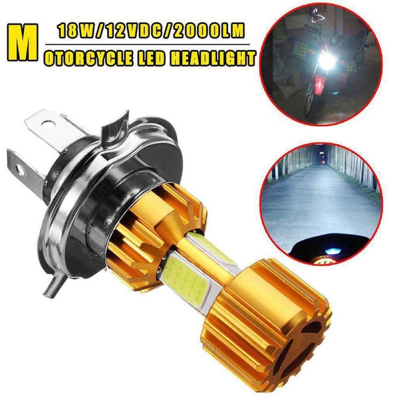 H4 LED Bulb Motorcycle LED Headlight Bulbs 20W 2000lm High/Low Beam 6000K 12V COB Headlamp for Moto HS1 Super Bright M4