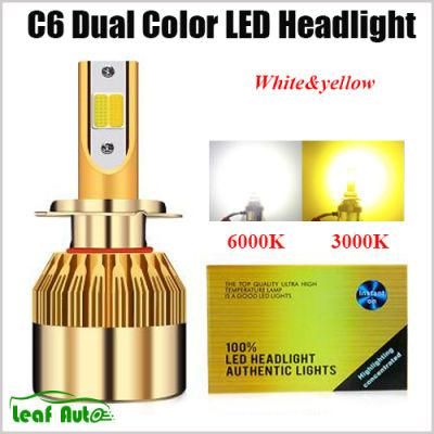 Luces LED H7 H11 C6 LED Car Headlight Focos LED 9006 H1 H3 9005 880 881 H4 LED 3000K 6000K Dual Color LED Headlight C6