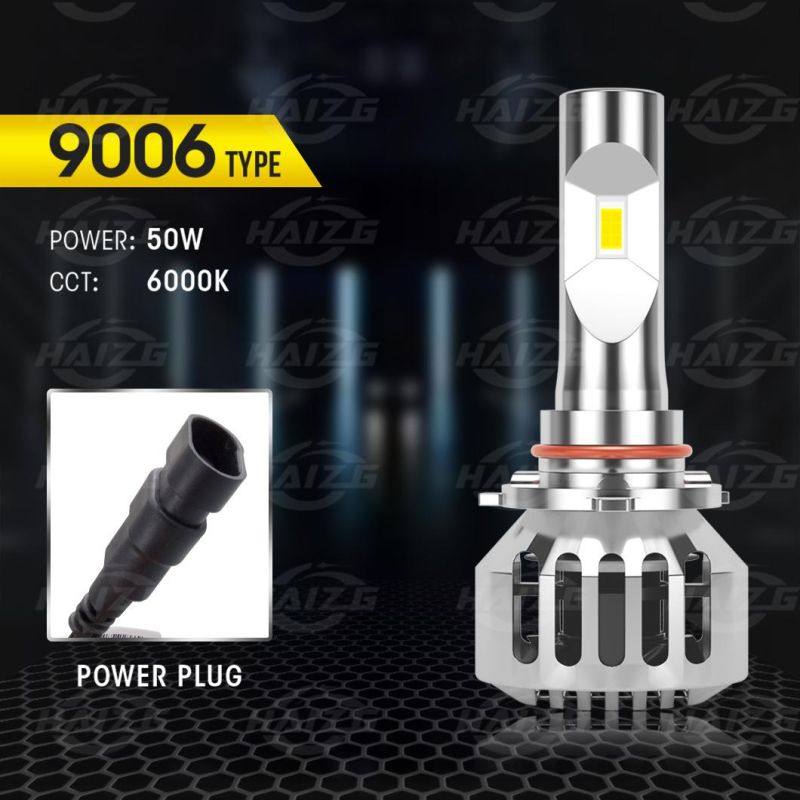 Haizg High-Power Car LED Headlight Bulb LED H4 H7 H11 9005 9006 Auto Lighting System Zes Chip 50W LED Auto Headlight for Car