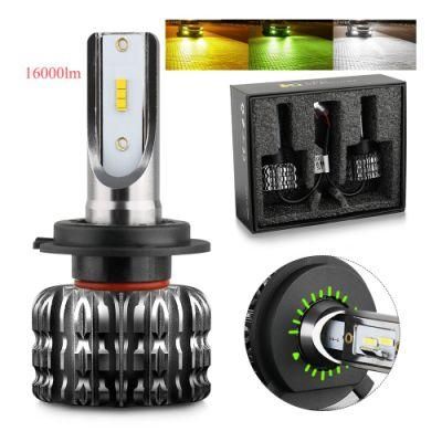 High Lumen Fanless 12V Amber Lemon Green Auto 9006 9005 H11 H7 H4 LED Headlights for Cars