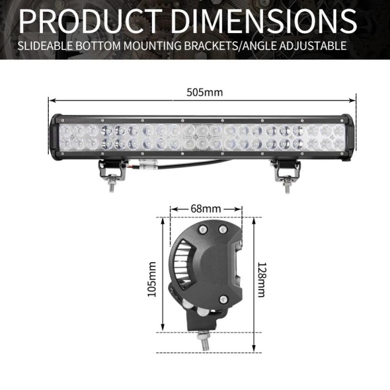 120W LED Bar Light IP67 Offroad Head Lamp Dual Row Lights for Truck