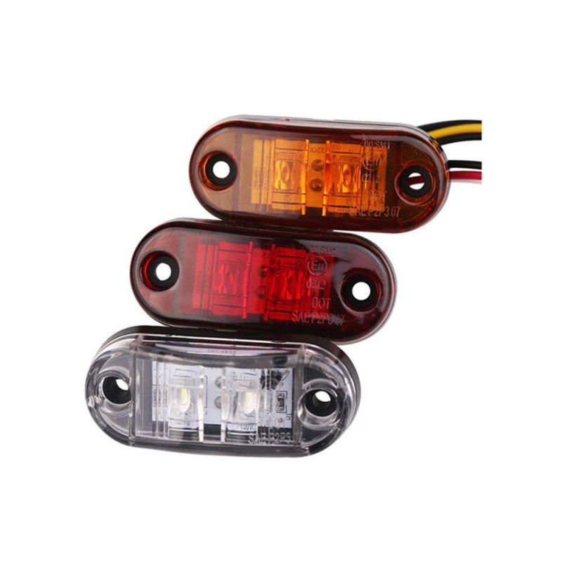 Amber LED Side Marker Clearance Indicator Lights 2 LED Smoke Lens Waterproof 12V Trailer Lorry Van Bus Boat Marine LED Marker