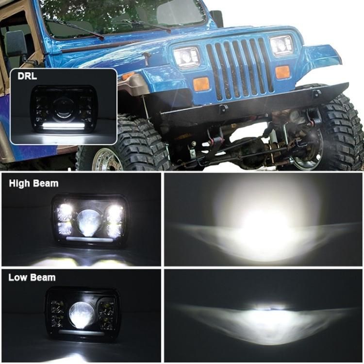 7X6" Halo LED Headlamp with Turn Signal Light Replaces for Jeep Wrangler Yj Xj 5X7 Inch Square LED Headlight