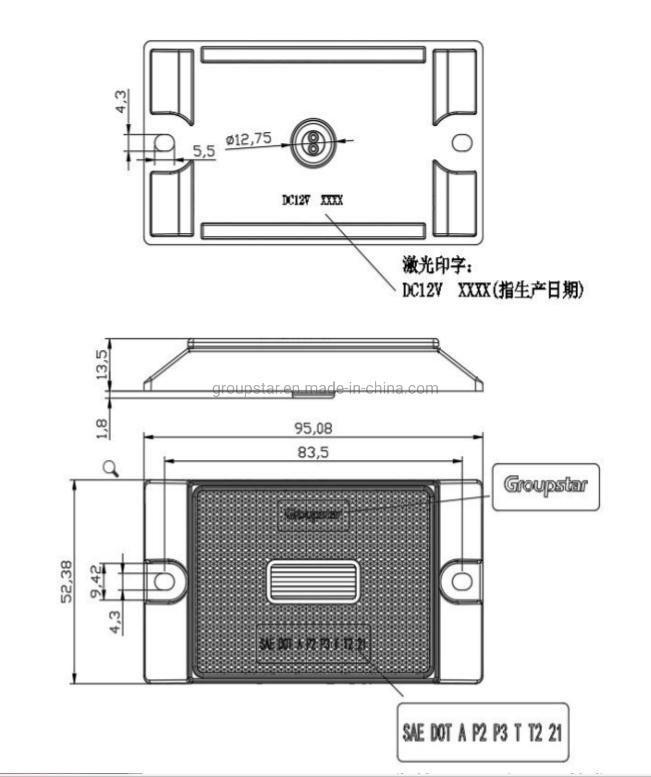 DOT SAE Approval Auto LED Light Side Marker Clearance Truck Trailer Signal LED Lamps with Reflector