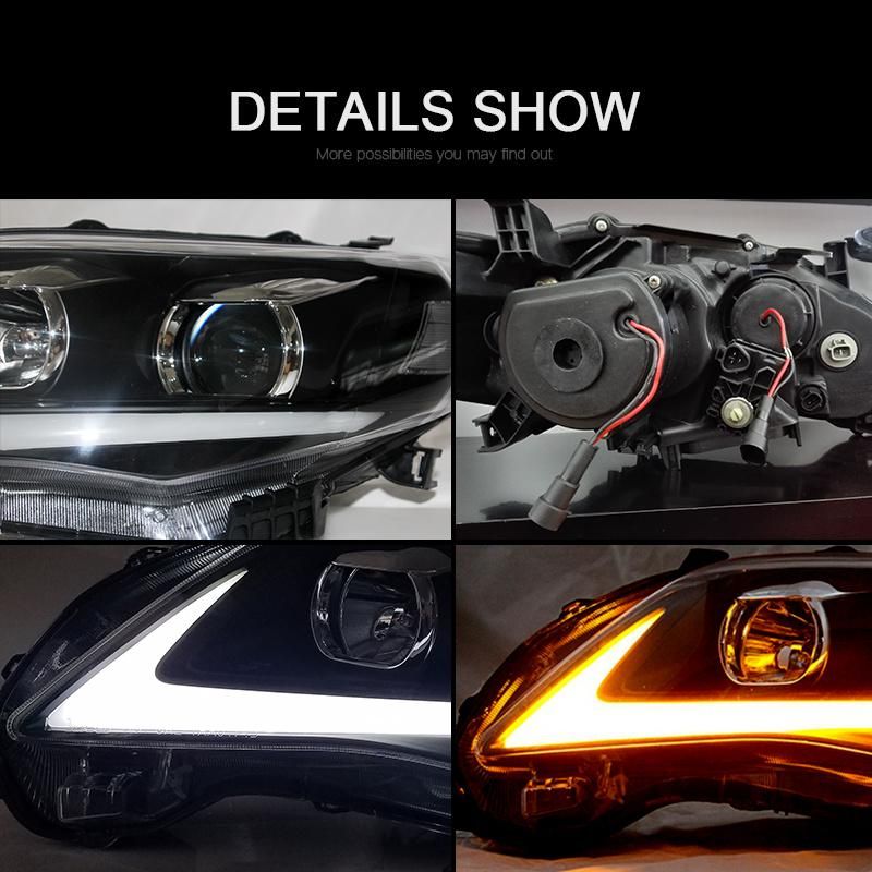 Toyota Corolla Headlight 2011 2012 2013 LED DRL Projector Headlights Angel Eyes Assembly