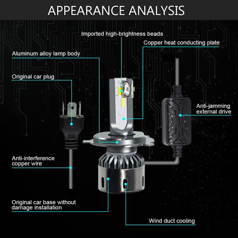 Three Color Temperature Smart Car LED Headlight Super Bright Far and Near Light Two Color LED Headlight H1 H3 H7 H11 9005
