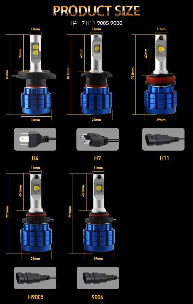 Automobiles Car Head Light Bulbs H7 16000lm H11 Auto H7 H4 LED Car LED Headlight