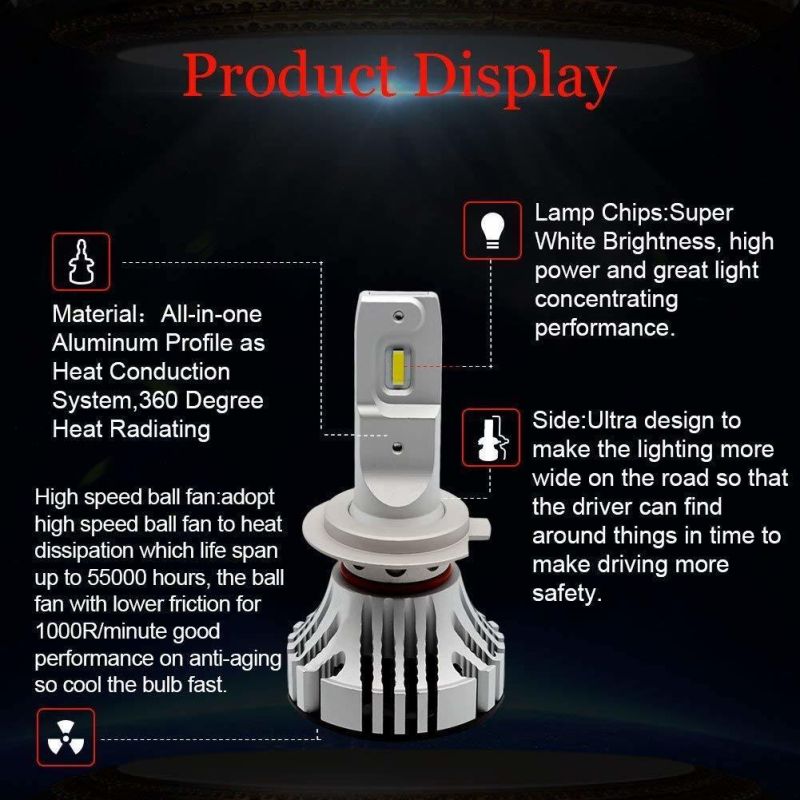 K1 X3 F2 Upgrade Csp CREE Chipset Power Light High Brightness H7 H4 H11 9005 LED Headlight