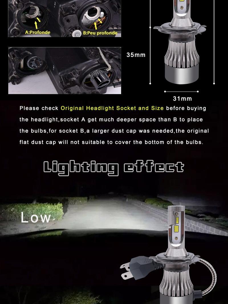 K3s H4 C6 S2 LED Car Headlight with Auto Lamp