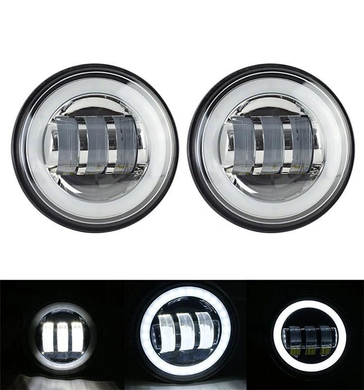 4.5 Inch Motorcycle LED Fog Light DRL LED Fog Angel Eyes 30W Round Waterproof 4 1/2 Auxiliary Passing Lamp