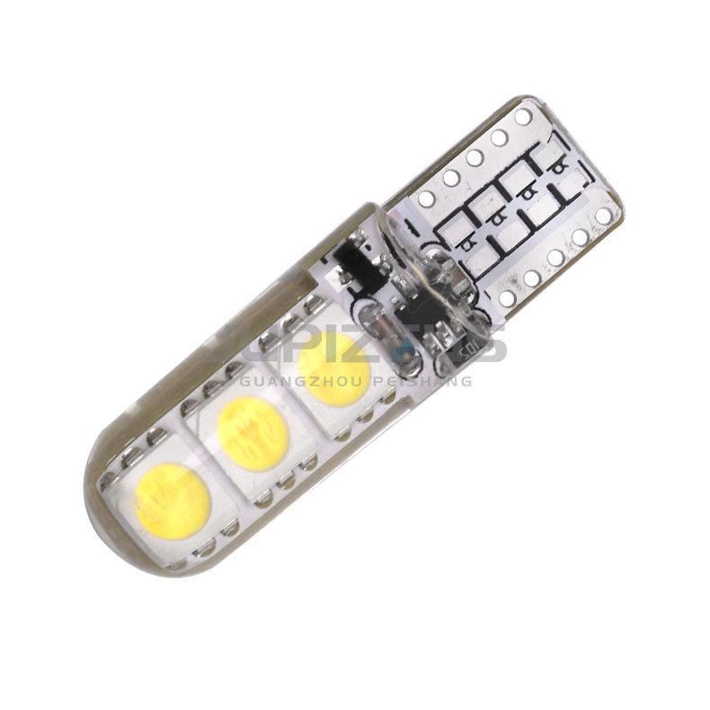 T10 Silicone Flashing 6 SMD 5050 LED Width Intermitente LED Light Bulbs Lamp for License Plate