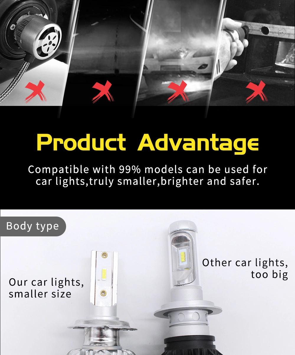 X3 Mini Auto Lamps Fanless LED Headlight H4 LED H7 H11 Car LED Light Bulb