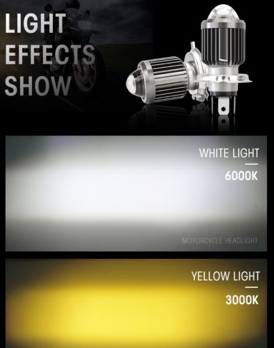 OEM High Low Beam Yellow White Dual Color Spot Beam 12V 80V IP68 Projector Lens 30W Mini Driving Light for Motorcycle