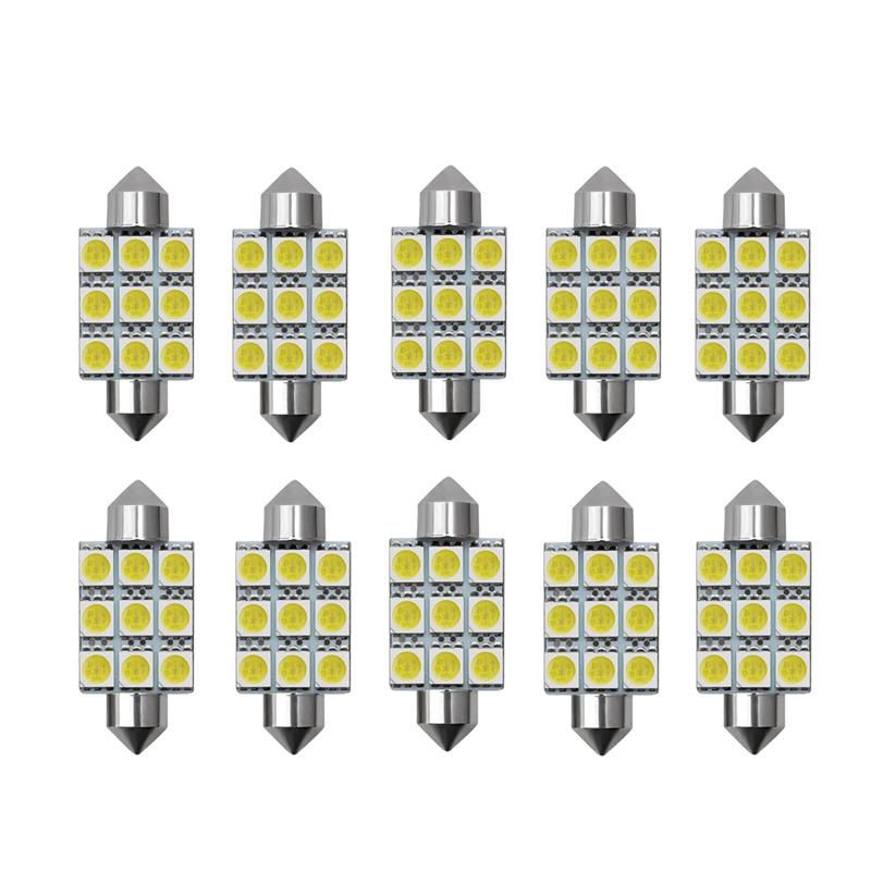 2PCS 42mm Festoon 5050 8LED 8 SMD Canbus Car Interior Festoon Dome Light Bulb White Auto Reading Lights White