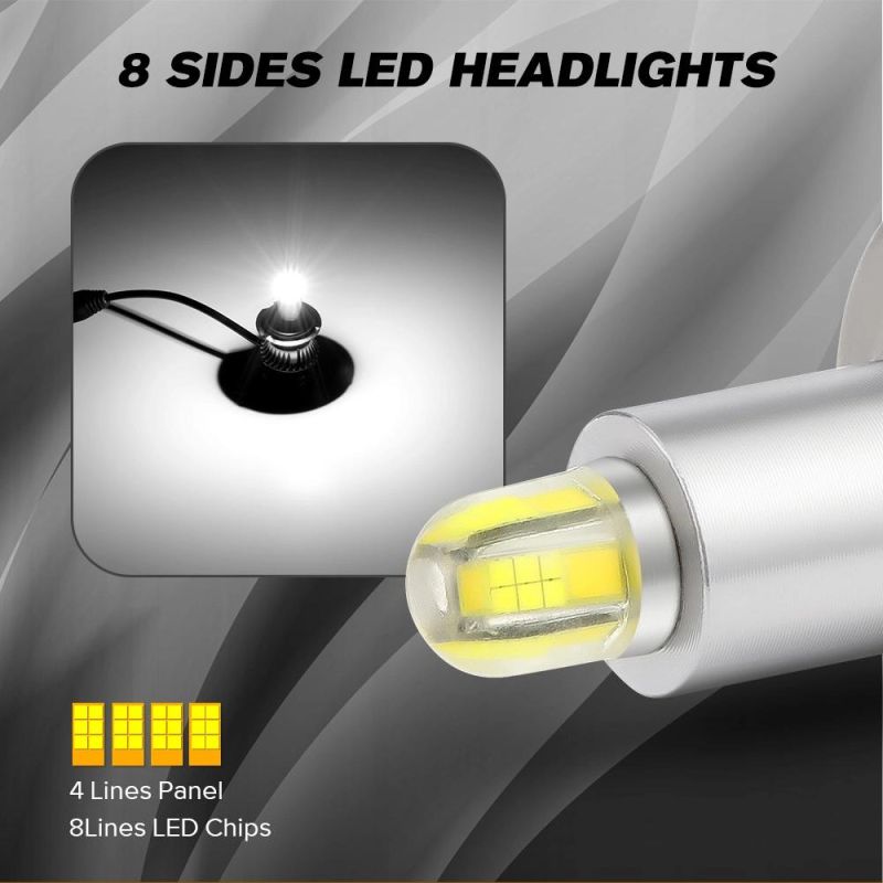 8 Sides LED Csp Chips Headlight Bulbs Mini Body H7 360 Degree Full Light 18000lm H11 LED Fog Light H1 H3 9005 9006 Hb3 Hb4 6000K