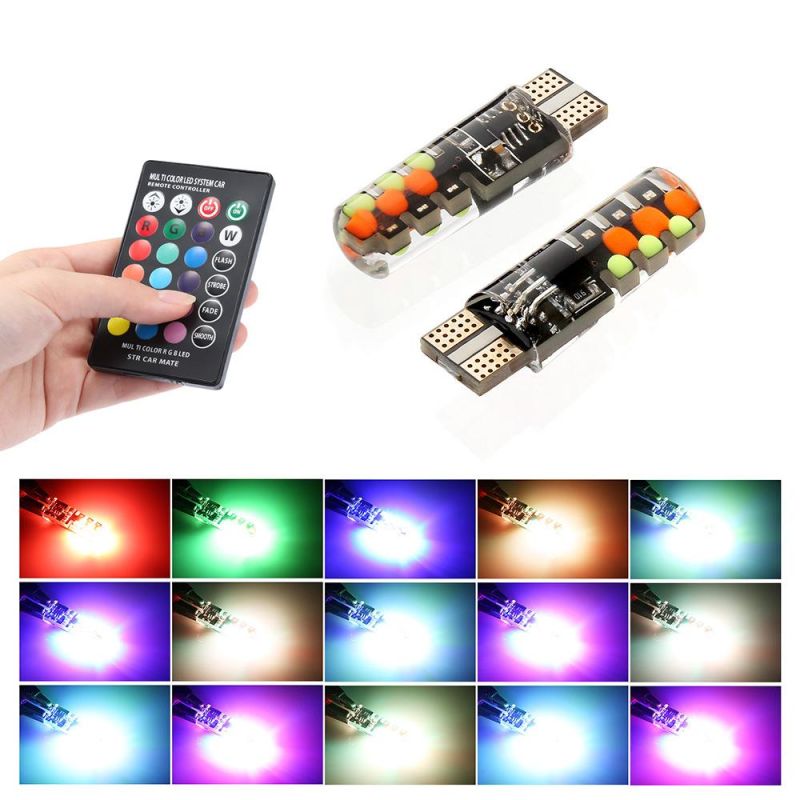 T10 RGB LED COB Colorful Flash Remote Control Indicator Light Bulb Remote Control Car Width Light Strobe Light Atmosphere Light