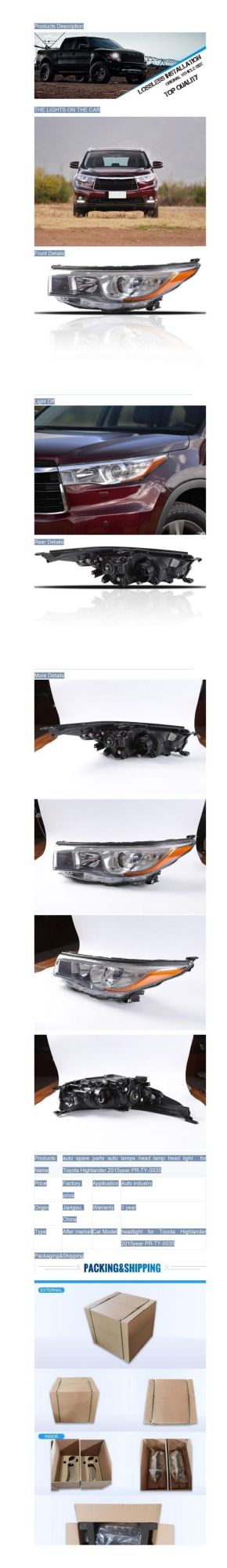 L81170-0e230 R81130-0e230 Factory Wholesale Completed Car Head Light Lamp for Toyota Highlander 2015year Pr-Ty-0035