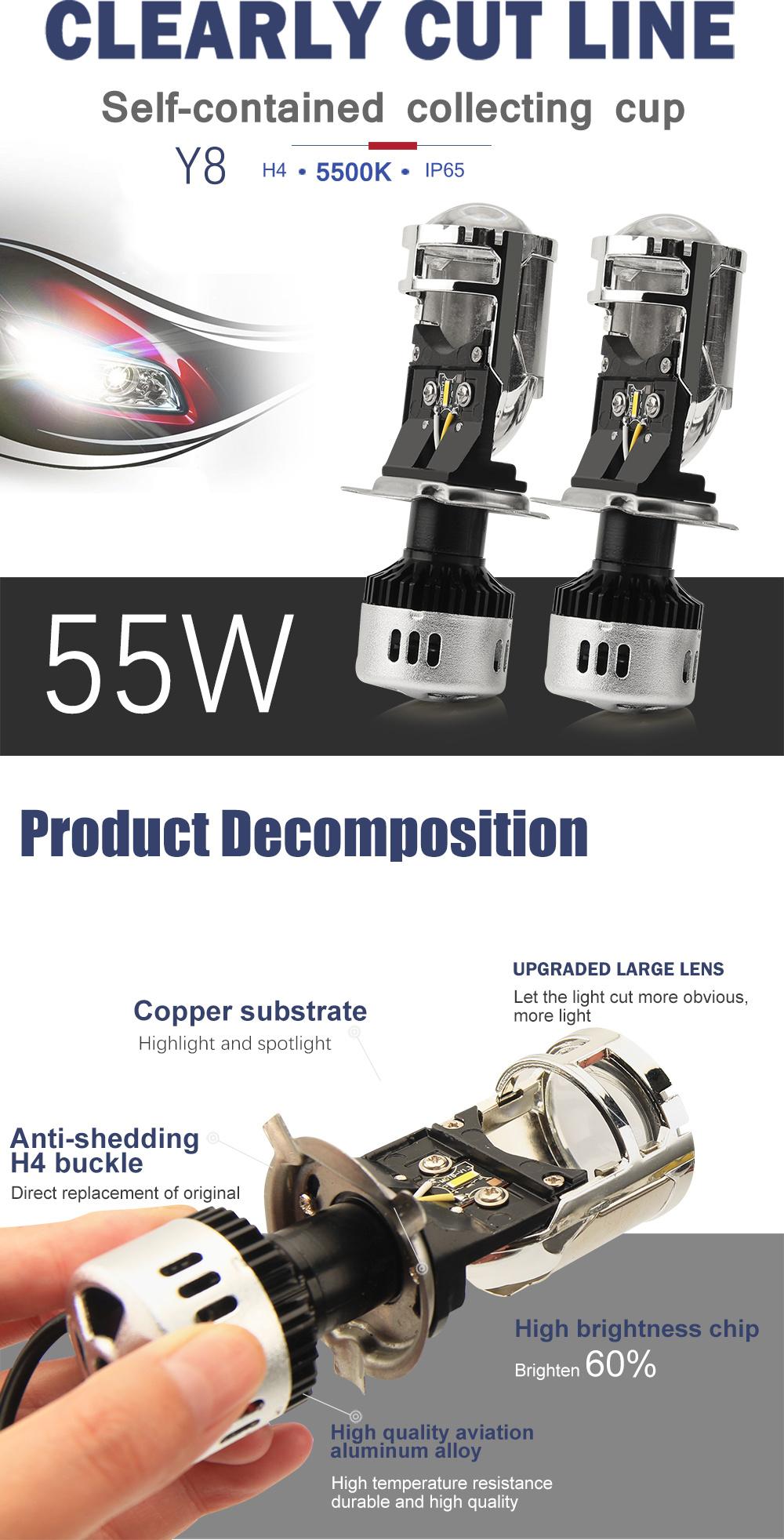 Wholesale All-in-One Conversion Kit Car Bulb 55W/Set Cool White 6500K H4 Y8 Automotive Headlight Bulb