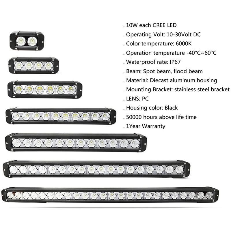 40W LED CREE Work Single Row Light Bar Light Lamp