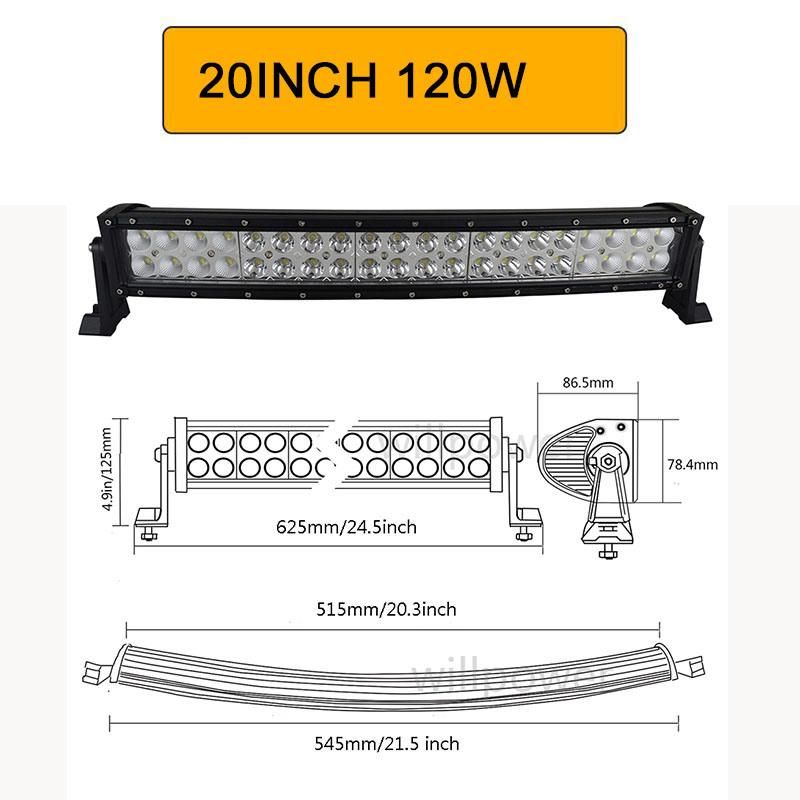 22 32 42 50 52′′ Inch Curved LED Light Bar Combo LED Work Light Bar Driving Offroad Car Truck 4X4 SUV ATV 12V 24V