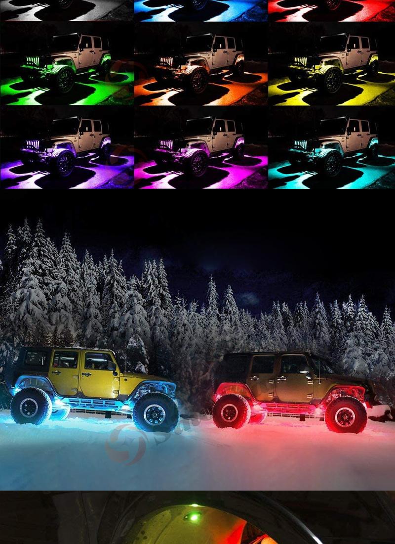 Ss731635 New 6 in 1 Under Body Light RGB Car Atmosphere Lamp Bluetooth Offroad Pickup SUV ATV Truck Rock Lamp