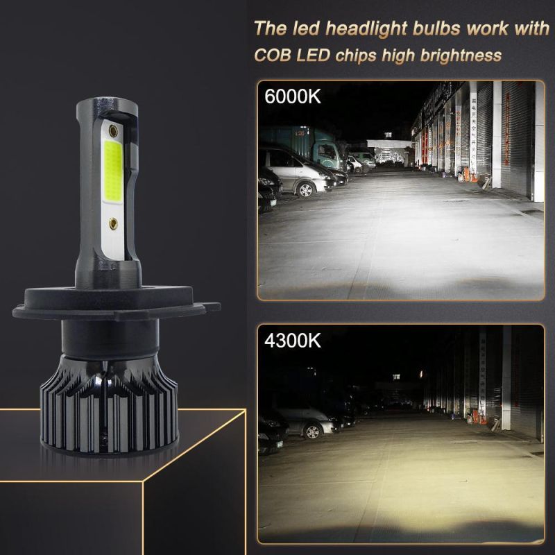 Powerful Super Bright LED LED Headlight H4 Auto Lamp Car Automobiles LED Head Lamp 12V 24V 6000K White Light