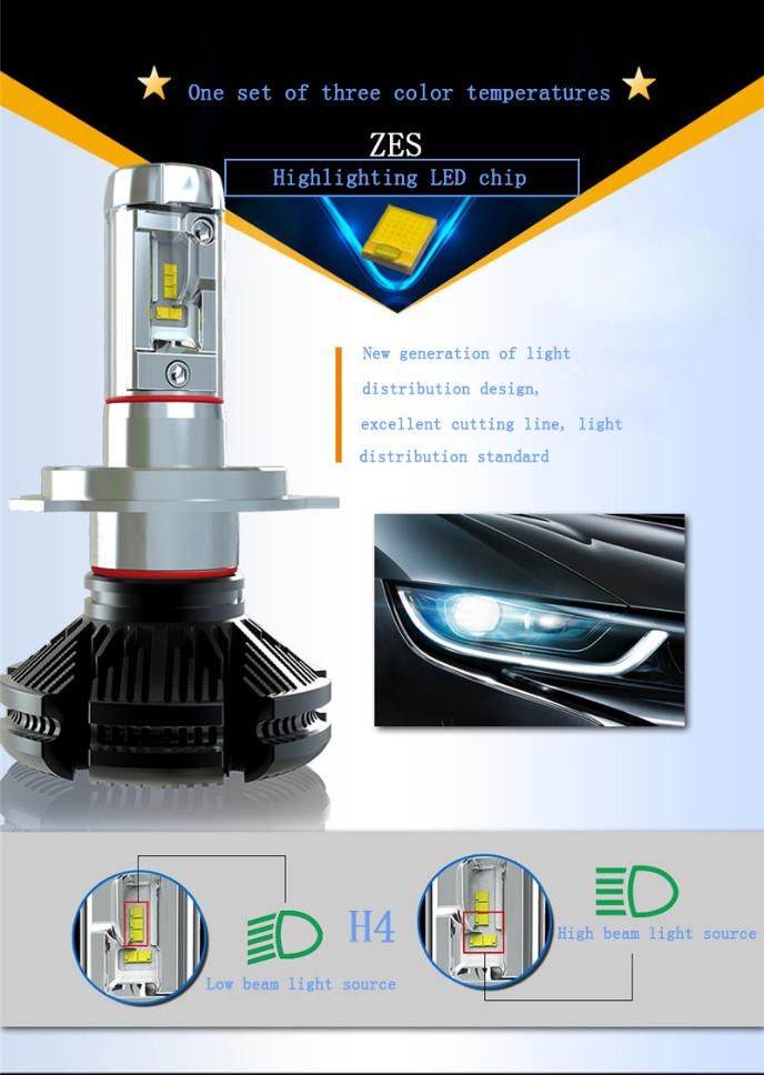 X3 LED Headlamp H4 H7 H11 9005 50W 6000K