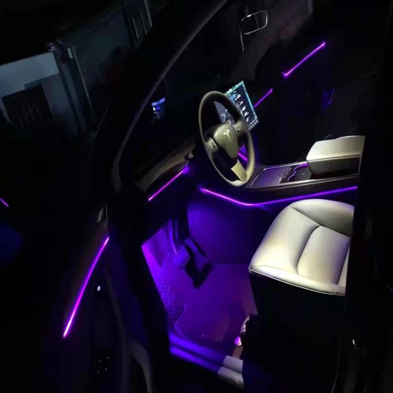 Car Styling Cold Light Ambiance Lamp Line Auto Lights LED RGB Neon Interior Atmosphere Light Strip Tesla Multicolor Atmosphere Lamp