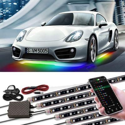 154cm+64cm Amazon Bestsell Flowing Chasing Color RGB Car Underglow Light Kit Neon Light Car LED Strip Lights