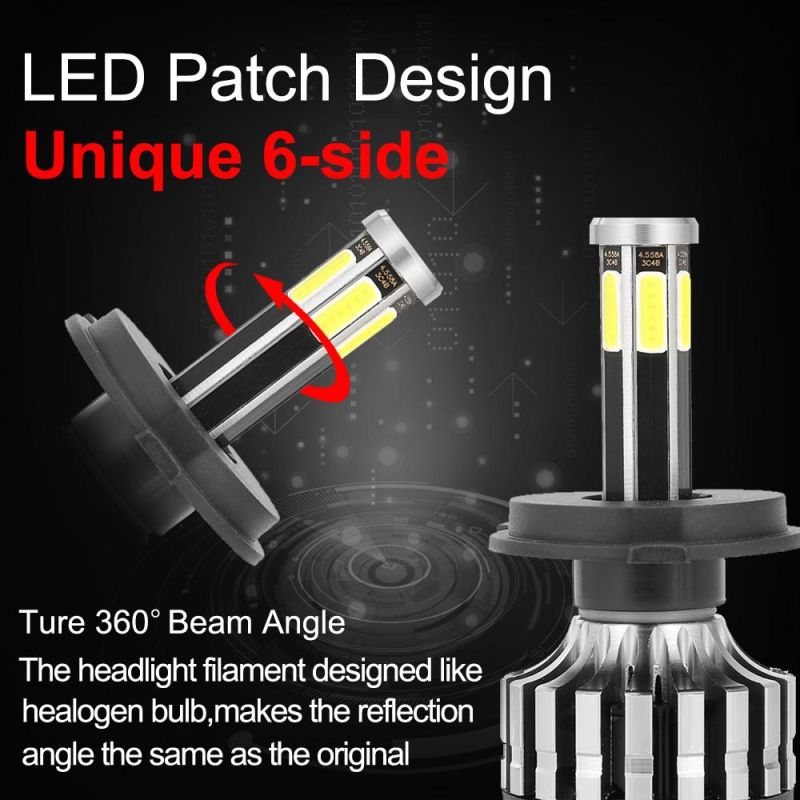 New LED X6 6side Headlight High Brightess H1 H3 H4 9005 H13 12V COB 6000K 100W 10000lm Car LED Headlight Canbus Auto Headlamp