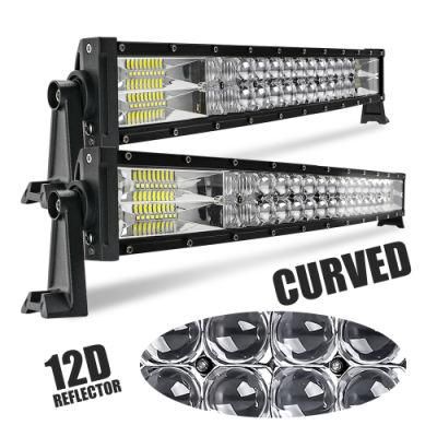 2020 New Dual Row 12D 22&quot; SUV 4X4 Waterproof LED Bar, 12V Spot Curved 50 Inch Car LED Offroad Light Bar for Trucks