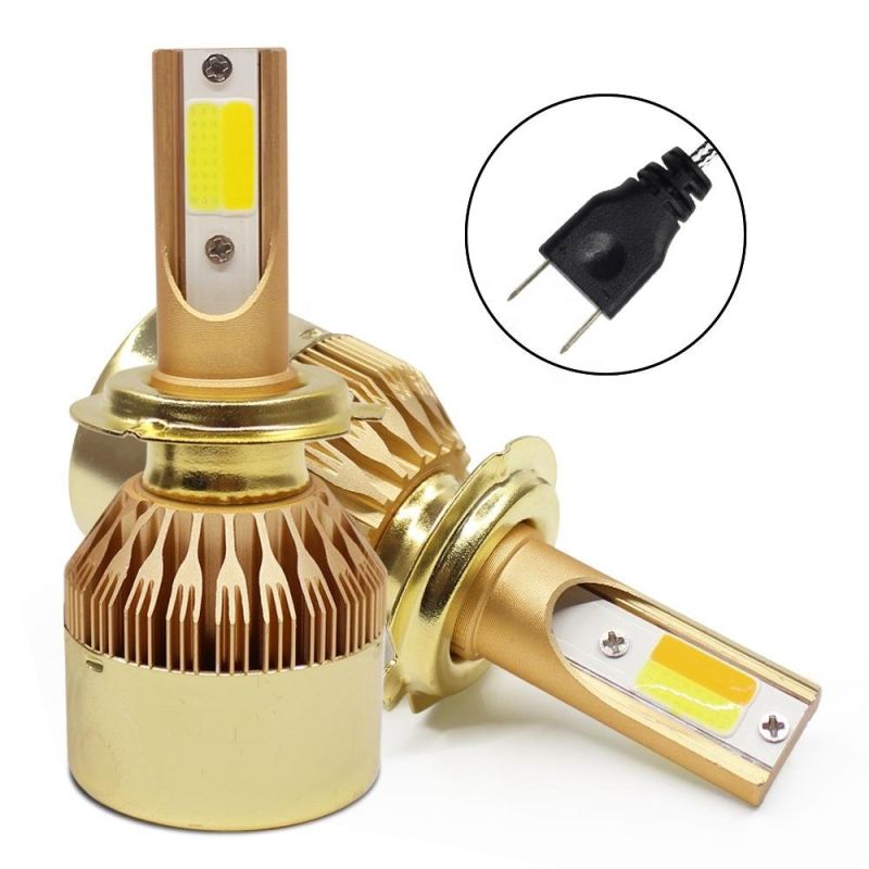 High Quality C6 LED Car Headlight 36W 3800lm 9-32V Two Color COB Chip Head Lights H7 H3 H4 9007 H13 3000K/6000K Auto Headlight