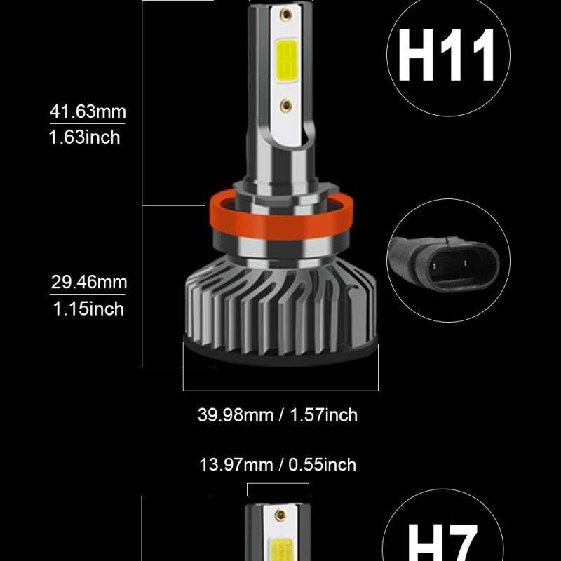 Wholesale F2 Mini LED Car Light Csp Chips 50W 6000K H1 Bulb H3 LED Headlight Lamp 9012 Hir2 1860 Chip 9005 9006 12V H4 H7 H11 Hb3 Auto Lamps