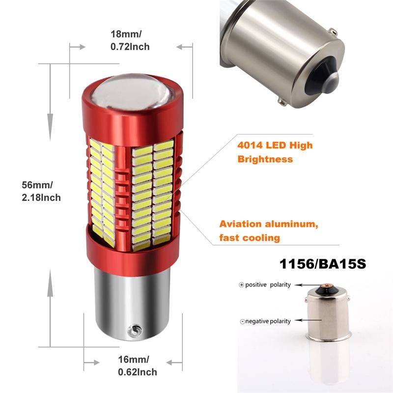 White Source Car Brake Lamp1156 Ba15s P21W 1157 Bay15D P21/5W Socket Auto LED Bulb 4014 Chip 78 SMD Tail Reverse Light DC 12V