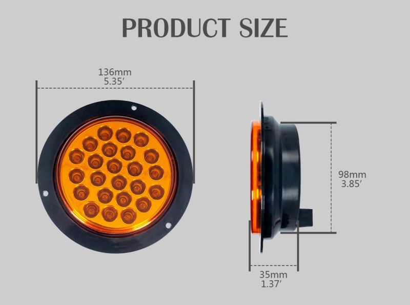 Round Amber LED Trailer Tail Light